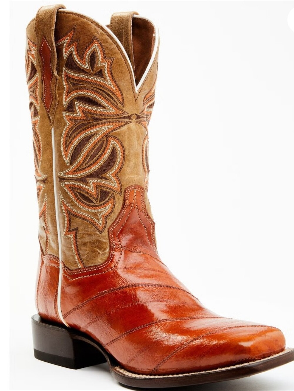 Dan Post Two-Tone Orange and Brown Western Boots